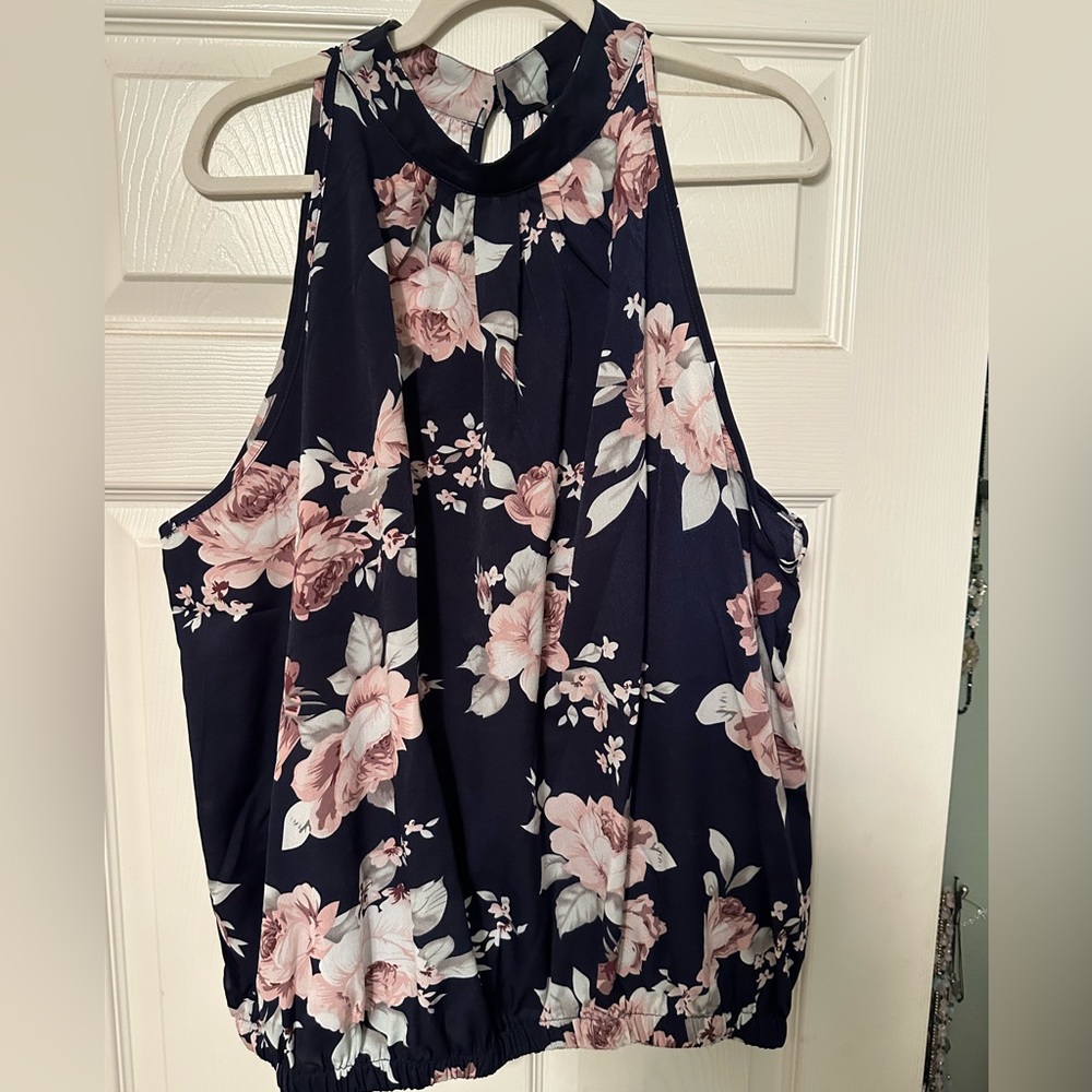 Shein Curve Sleeveless High Neck Blouse